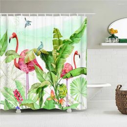 Shower Curtains 3D Tropical Plant Flamingo Printing Bathroom Waterproof Curtain Polyester Home Decoration With 12 Hooks