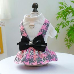 Dog Apparel Pet Ring Cat Clothes Bow With D Classical Houndstooth Skirt