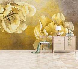 Wallpapers Custom Po Mural 3D Abstract Gold Flower Modern Simple Rich Bedroom Living Room Background Wall Painting