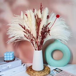 Decorative Flowers 60pcs Dried Pampas Grass - Natural Bouquet For Home Decor Flower Living Room Balcony Wedding Party Farmhouse Boho