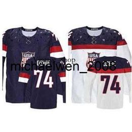 Vin Weng 2016 2015 Customise T.J. Oshie USA Jersey Stitched Sochi 2015 Team USA 74 TJ Oshie Jersey American Hockey Jersey