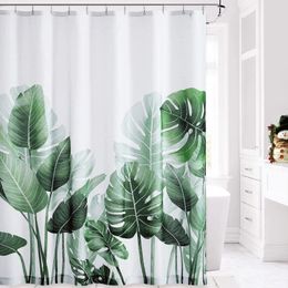 Shower Curtains Plant Curtain For Bathroom Waterproof Fresh Palm Tree Banana Leaf Green With