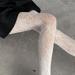 Women Socks Lolita Sweet Girls Punk Style Floral Tights Colourful Thigh High Stockings Lingerie Sexy Hollow Out Mesh Fishnet Pantyhose