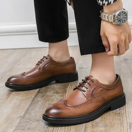 Dress Shoes Sports Style Leather Men's Party Platform Muffin British Height Increasing Hairstyle Office Social Derby