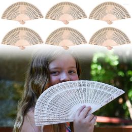 Decorative Figurines 6pcs Sandalwood Scented Hand Fan Foldable Wooden Favors Accessories Shower Handheld Baby Wedding W4E0