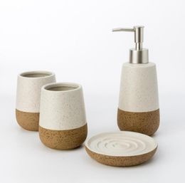 Factory Amazon Supplier Etsy Handmade Bathroom Accessories Glass Ceramic Hand Wash Soap Dish Dispenser Shampoo Lotion Pump J6694112