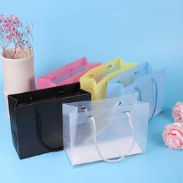 Gift Wrap 10 solid color transparent plastic bags thick PP hard shopping jewelry packaging with handles gift bagsQ240511