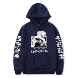 Men's Hoodies Sweatshirts Gojo Satoru Printed Hoodies Jujutsu Kaisen Anime Thermal Hoodie Unisex Otaku Short Slves Hip Pop Tops Casual Strtwear T240510