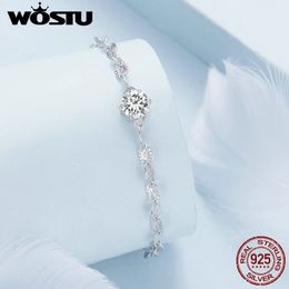 WOSTU 925 Sterling Silver Glitter Zircon Bracelet with High Quality CZ Bangles for Women Wedding Dating Luxury Gift Fine Jewelry 240423