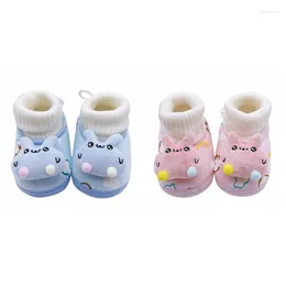 Boots Baby Cosy Fleece Booties Soft Bottom Warm Cartoon Socks Born Crib Shoes Winter Toddler Non-Slip Sole