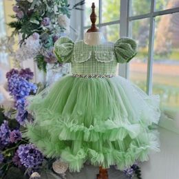Girl Dresses Tweed Plaid Girls Party Toddler 1st Birthday Wedding Baby Clothing Princess Baptism Prom Gown Summer Dress Evening