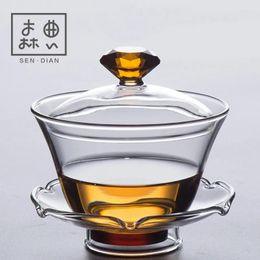 Teaware Sets |Glass Sancai Covered Tea Cup Single Japanese Kungfu Bowl With Cover Transparent Large Set