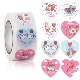 Gift Wrap 500pcs/roll Love Heart Shape Labels Valentine's Day Paper Packaging Sticker Candy Bag Box Packing Wedding