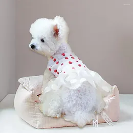 Dog Apparel Beautiful Pet Dress Soft Sleeveless Dress-up Strawberry Pattern Cat Princess