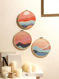 Decorative Figurines 3Pcs/Set Tapestry Sunrise Sunset Wall Hanging Decor Mountain Sea Decoration For Living Room Boho Home Accessories