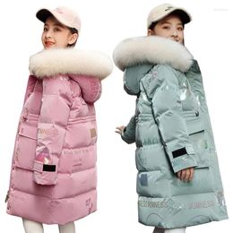 Down Coat Winter Warm Cotton Jacket Girls Waterproof Hooded Children Outerwear Clothes For 5-12 Years Kid Long Parka Snowsuit