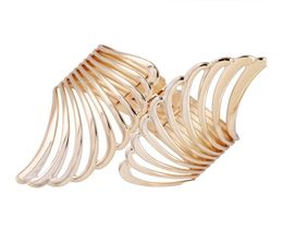 Punk Women Metal Wing Hollow Open Wide Bangle Cuff Irregular Bracelet Armlet Gold Silver Tone Fancy Oranments6195589