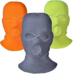 Spersonalizowana zimowa maska ​​do dziury 3 Design narciarski czapka pełna twarz maski na niestandardowe haftowanie trzech otworów ciepłe dzianinowe czapkę 1102 s S