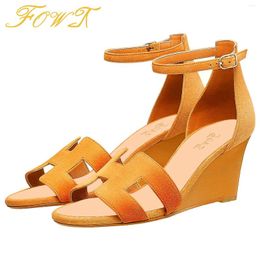 Sandals Orange Mixed Colours High Wedges Heels Women's Open Toe Ladies Sexy Party Dress Ankle Strap Shoes Large Size 12 13 FOWT