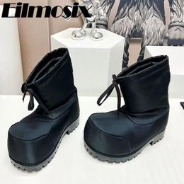 Boots 2024 Platform Mid Calf Lovers Winter Warm Casual Thick Sole Bread Woman Designer Drawstring Slip-On Snow