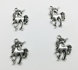 100pcs unicorn horse antique silver charms pendants Jewellery DIY For Necklace Bracelet Earrings Retro Style 2314mm7044133