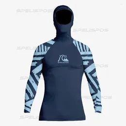 Women's Swimwear Men Surfing Suit Hooded Diving T-Shirts Tight Long Sleeve Rash Guard Fit UV Protection Beach Tops