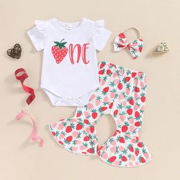 Clothing Sets Baby Girl 1st Birthday Outfit Sweet One Romper Shirt Strawberry Watermelon Donut Daisy Flare Pants Headband 3Pcs Set
