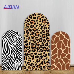 Party Decoration Safari Arch Backdrop Cover Jungle Animals Leopard Giraffe Zebra Cow Texture Background Wild One Birthday Baby Shower Decor