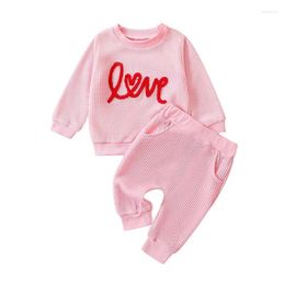 Clothing Sets Baby Boy Girl 2 Piece Outfit Letter Embroidery Long Sleeve Sweatshirt And Elastic Pants Fall