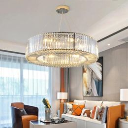 Chandeliers Luxury Crystal Led Chandelier Living Room Silver Gold Hanging Lamp Creative Design Bedroom Pendant Lights Fixture Round Lustre