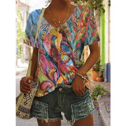 womens clothes summer Womens tshirt Casual V-neck Positioning Digital Printed Slim Fit Short Sleeved T shirt shirts for women designer long sleeves X28Y