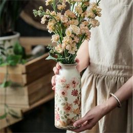 Vases Colourful Printing Vase For Dried Flower Home Decoration Crafts Pastoral Style Living Room Tabletop Accessories Ceramic Ornaments