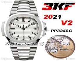 2021 3KF V2 5711 A324 Automatic Mens Watch White Texture Dial Super Edition Stainless Steel Bracele Puretime Swiss Movement Watche3013498