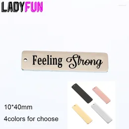 Charms 5pcs Mix Colors Feeling Strong Charm Stainless Steel Laser Logo High Polish Mirror Pendant