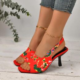 Casual Shoes Womens 2024Spring Fashion Print Designer Outdoor Comfortable PU Waterproof Women's High Heels Large Size