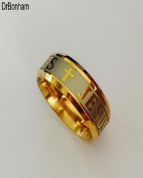 High quality european USA tungsten ring 8mm Gold filled Jesus Ring men women engrave letter bible ring5489986