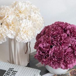 Decorative Flowers 6Pc Artificial Carnation 26cm Fake Silk Pink Flower For Mother's Day Wedding Bouquet Bedroom Party Decoration