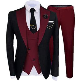 Ensembles Homme 3 Pieces Wedding Tuxedos Slim Fit Groom Wear Blazers Custom Made Jacket Vest Pants Smoking Business Man Suits Prom Part 279l