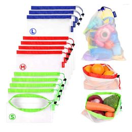 Storage Bags 15Pcs Reusable Barcode Scanable See Through Food Safe Mesh Bagsvegetable For Fresh Vegetables