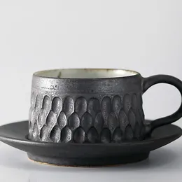 Mugs Espresso Coffee Cup And Saucer Set Handmade Stoare Simple Mark For Machine LB031109