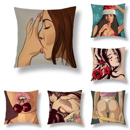 Pillow Sexy Beauty Pillowcase Decorative Sofa Cover Bed Home Decor Car Cute Case 45 45cm