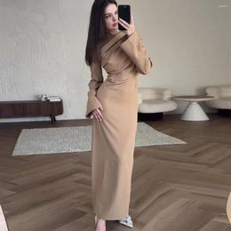 Casual Dresses Pleated Long-sleeved Abayas For Women Muslim Dress Dubai Full Length Long Sleeve Soft Solid Abaya Turkey Islam Robes