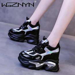 Casual Shoes Designer Platform Sneakers Women Fashion Thick Sole Sports Ladies 11CM Wedges For Woman Leather White