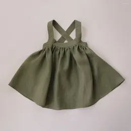 Girl Dresses Vintage Baby Strap Dress Linen Cotton Kids Spring Toddler Bohemian For 0-5 Yrs Clothes Summer