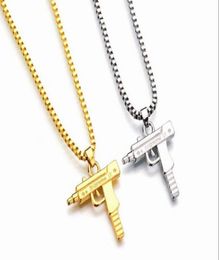 New Gold Chain Hip Hop Pendant Necklace Men Women Fashion Brand Gun Shape Pistol Pendant Necklace HIPHOP Jewelry3763895