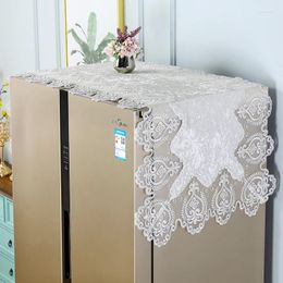 Table Cloth Refrigerator Cover White Golden Velvet Luxury Embroidered Dust Microwave Oven Decoration Towel