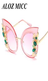 ALOZ MICC Brand Designer Sunglasses For Women Cat Eye Sunglasses Oversized Embellished Frame Glasses Female UV400 A22274440