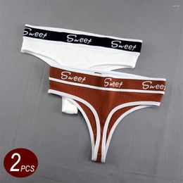 Women's Panties 2PCS/Set Plus Size Thong Women Seamless Cotton Underwear Female Lingerie Comfort Briefs Letters String