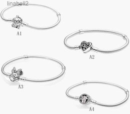 Fine Jewellery Authentic 925 Sterling Silver Bead Fit Pandorade Charm Bracelets Round Love Heart Full Rhinestone Smooth Bracelet Safety Chain Pendant DIY be 42PO
