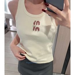Womens Tank Tops Clothing T Shirt Designer Women Sexy Halter Tops Party Crop Top Embroidered Tank Spring Summer Backless Rhinestone Woman Trendy